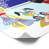 Poster panda de dessin animé et lune (Coin)