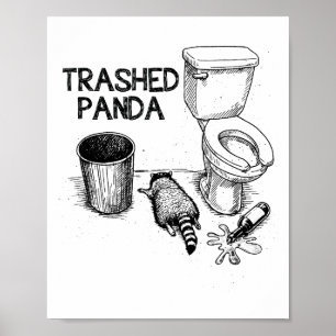 Poster Panda Dégradé Drôle de Raton laveur Ivre