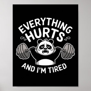 Poster Panda d'entraînement Tout fait mal Tired Funny Gym