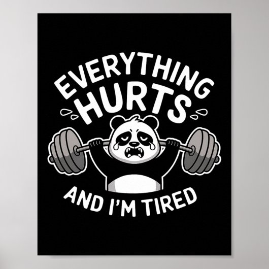 Poster Panda d'entraînement Tout fait mal Tired Funny Gym (Devant)