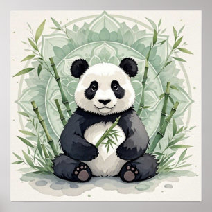 Poster Panda dodu assis en posture de lotus 