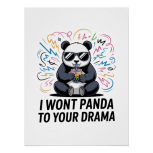 Poster Panda drôle de jeu de mots – “Je ne vais pas panda