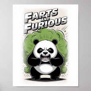 Poster Panda drôle faisant un pet sur un fond blanc