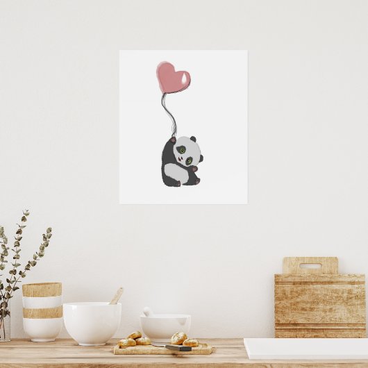 Poster Panda Et Ballons (Cuisine)