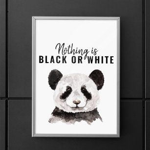 Poster Panda Funky Moderne Noir Et Blanc Avec Citation