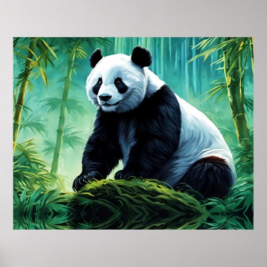 Poster Panda géant dans la forêt de Bamboo (Devant)