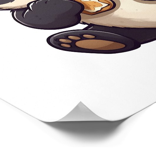 Poster Panda mange un biscuit (Coin)