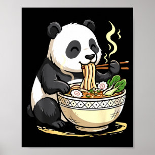 Poster Panda mangeant des nouilles Ramen drôles 