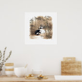 Poster Panda mangeant du bambou - Archivage d'art (Cuisine)
