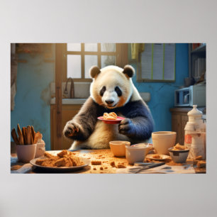 Poster Panda Ours Animal Amusant Cuisine Cuisine Happy Ti