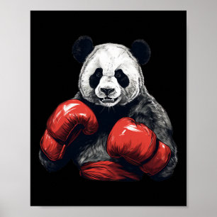 Poster Panda Ours Portant Des Gants De Boxe - Boxe Drôle