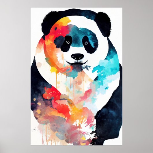 Poster Panda Ours Sauvage Nature Animal Couleur Art Peint (Devant)