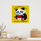 Poster Panda Precious aime lire (Cuisine)