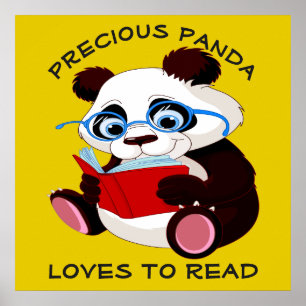 Poster Panda Precious aime lire