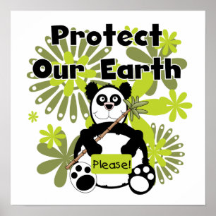 Poster Panda Protégez nos T-shirts et cadeaux Earth