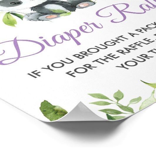 Poster Panda Purple Flore Vert Bambou Déchets Raffle (Coin)