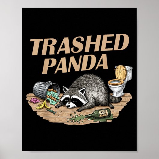 Poster Panda Racoon Dégradé Drôle Devient Ivre Mème de Ra (Devant)