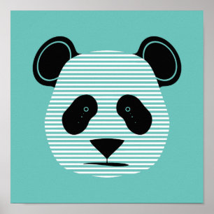 Poster panda rayures