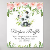 Poster Panda Rose floral Diaper Baby shower Jeu (Devant)
