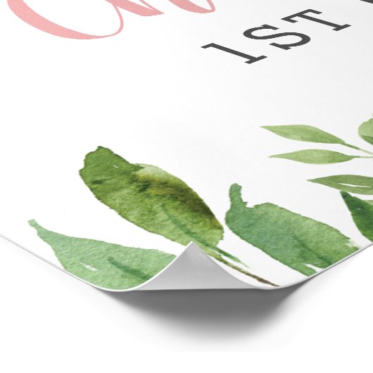 Poster Panda rose pâle vert fleuri Accueil (Coin)