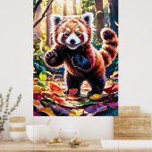 Poster Panda rouge automne (Cuisine)