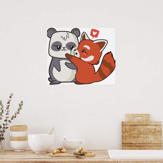Poster Panda rouge avec panda (Cuisine)