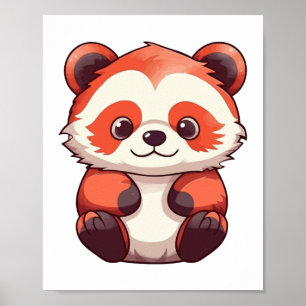 Poster Panda rouge mignonne