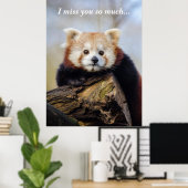 Poster Panda Rouge Mignonne Vous Manque Tellement (Bureau à domicile)