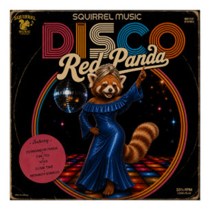 Poster Panda roux disco