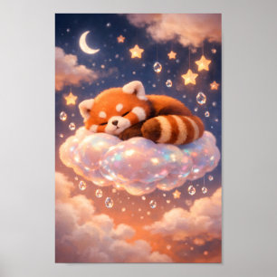 Poster Panda roux endormi sur un nuage magique Art