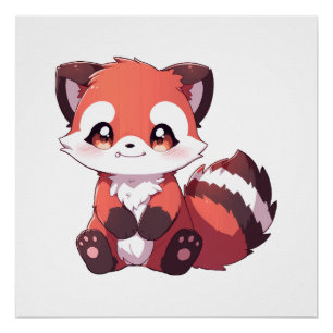 Poster panda roux mignon