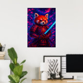 Poster Panda Samurai rouge avec Imaginaire katana brillan (Bureau à domicile)