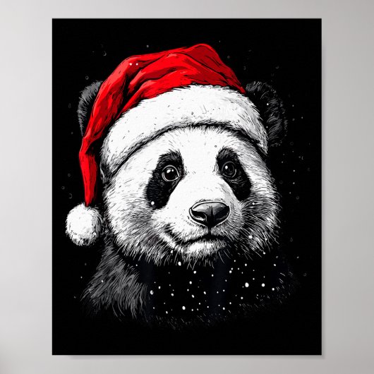 Poster Panda Santa Hat Funny Panda Lovers Christmas Xmas  (Devant)