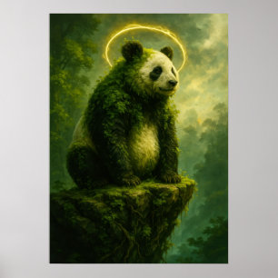 Poster Panda Spirit Forêt avec Imaginaire Halo d'or