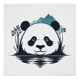 Poster Panda Vector Art Animal Moderne Ville Urbaine Grap