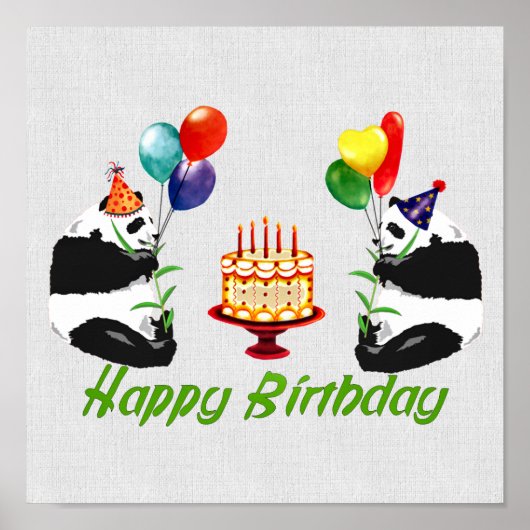 Poster Pandas d'anniversaire (Devant)
