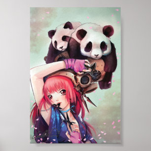 Poster Pandas de Ninja de pêche