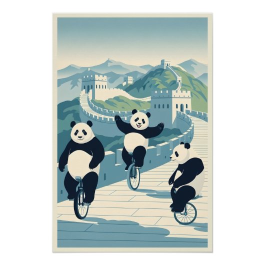 Poster Pandas drôles en Chine (Devant)