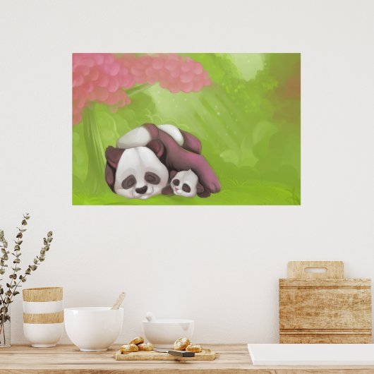 Poster Pandas endormis (Cuisine)