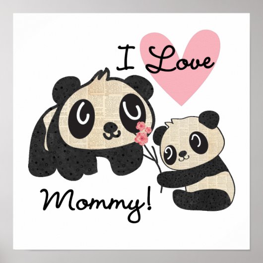 Poster Pandas I Love Maman (Devant)