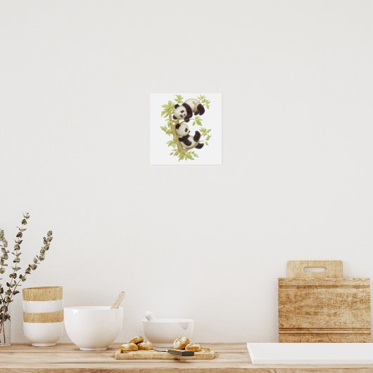Poster Pandas jouant dans un arbre (Cuisine)