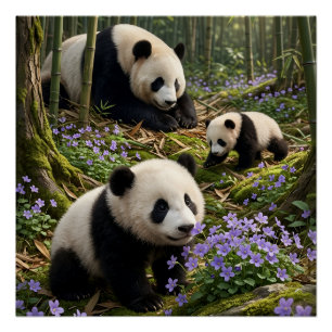 Poster Pandas Mignons Dans Une Scène De Nature De Forêt V