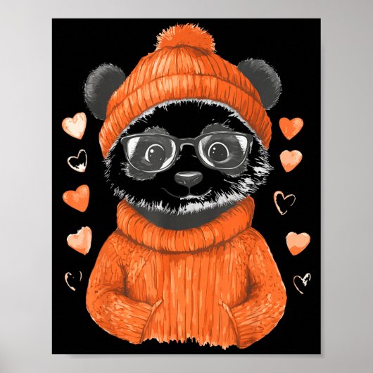 Poster Pandas With Hearts Love Valentine's Day Women Hear (Devant)