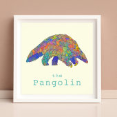 Poster Pangolin mignon art animal coloré