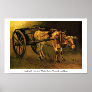 Poster Panier avec boeuf rouge et blanc de Van Gogh.