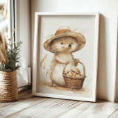 Poster Panier de champignons de hérisson fantaisiste Anim