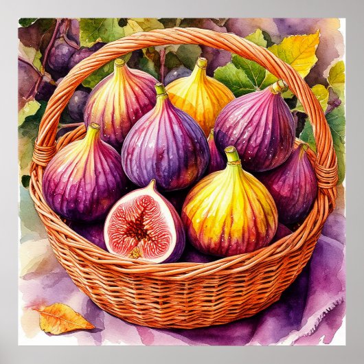 Poster Panier de Figues mûres dans un affichage naturel r (Devant)