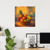 Poster Panier de fruits éclairé - Style de peinture Paste (Bureau à domicile)