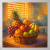 Poster Panier de fruits éclairé - Style de peinture Paste (Devant)