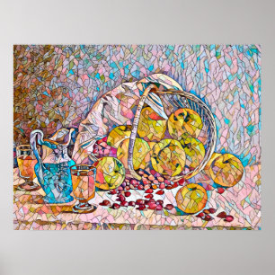 Poster Panier de fruits Pitcher nourriture encore vie art